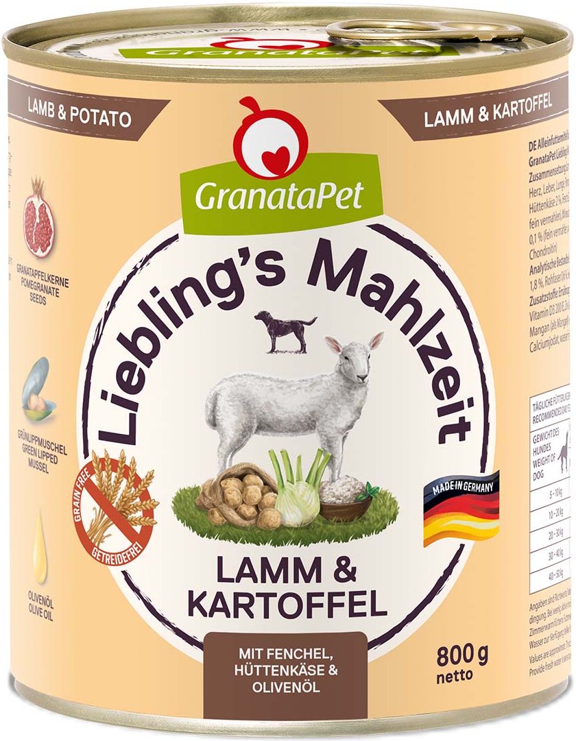 GranataPet Liebling's Mahlzeit Lamm und Kartoffel 6x800g