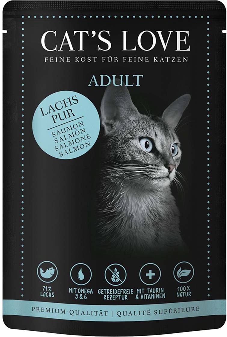 Cat's Love Nassfutter Lachs Pur mit Distelöl & Petersilie 12x85g