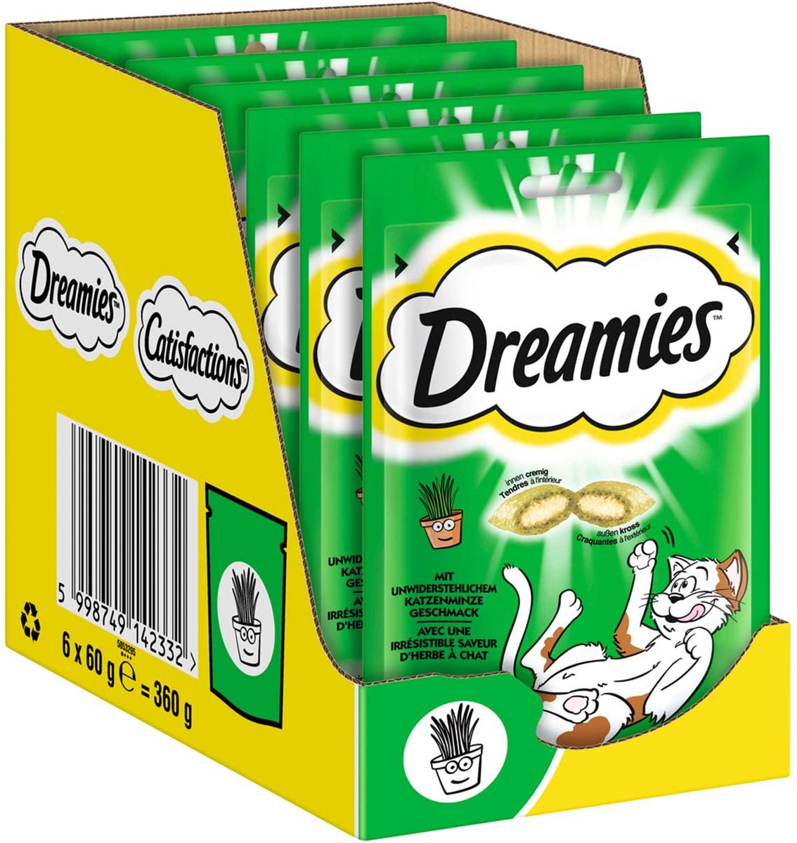 DREAMIES™ Portionsbeutel mit Katzenminze Geschmack 6x60g