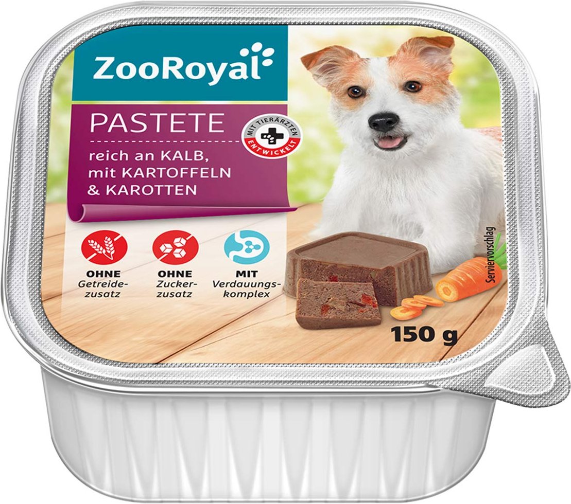 ZooRoyal Pastete reich an Kalb und Kartoffeln 11x150g