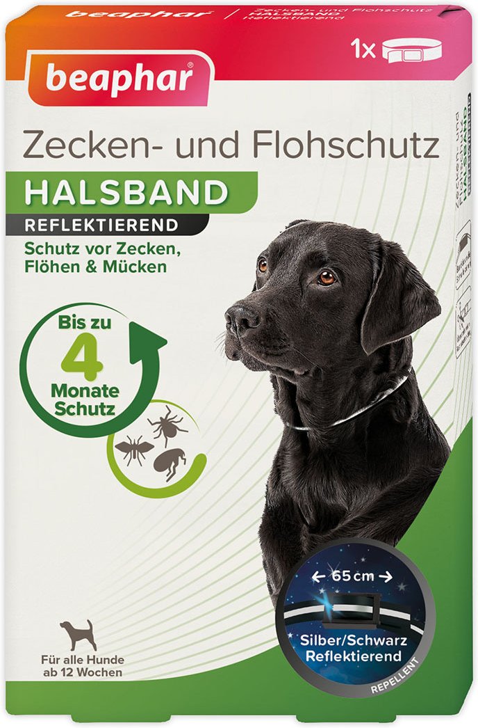 beaphar Zecken- und Flohschutz Halsband reflektierend für Hunde 65cm
