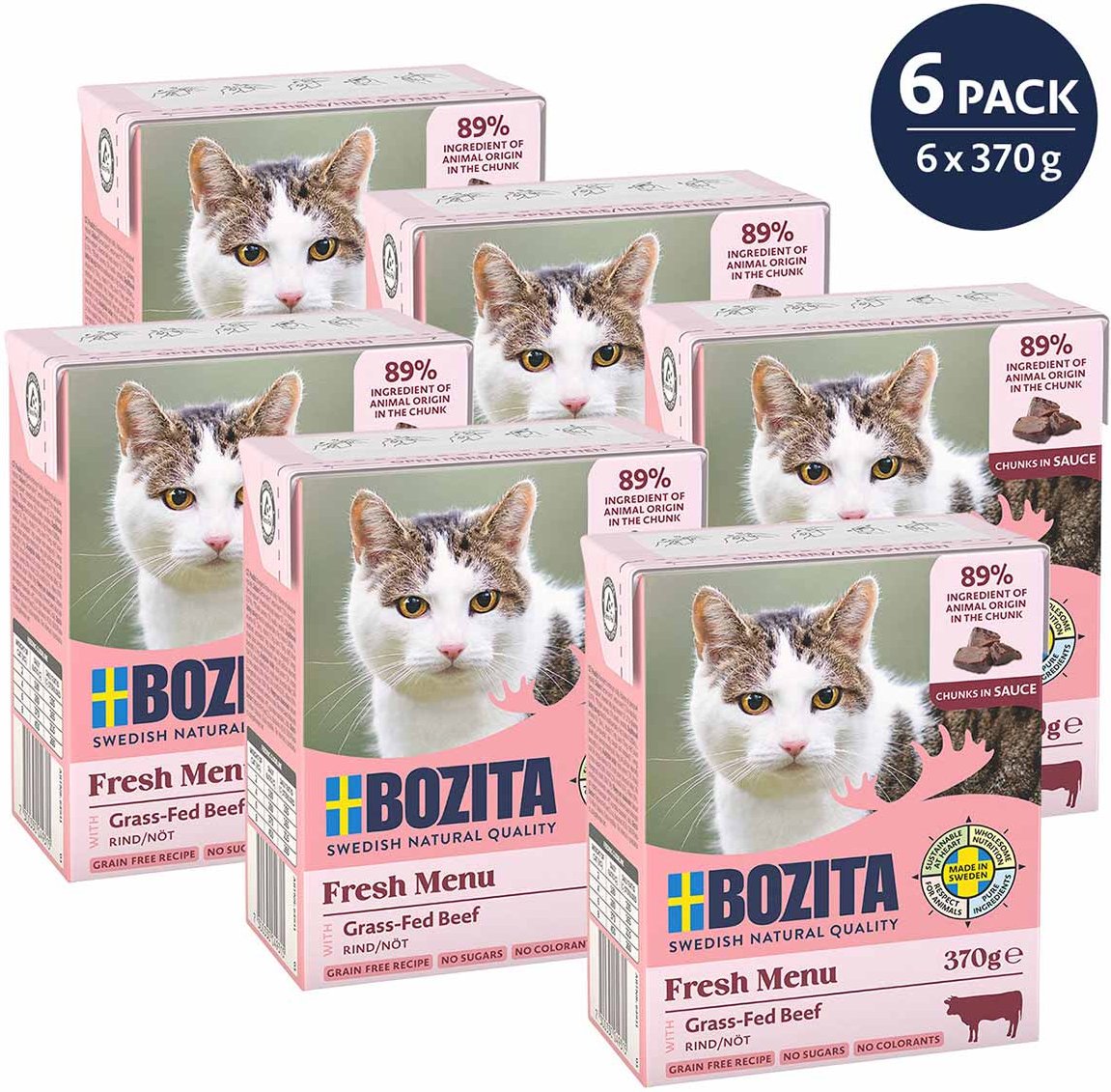 Bozita Tetra Häppchen in Sauce mit Rind 6x370 g