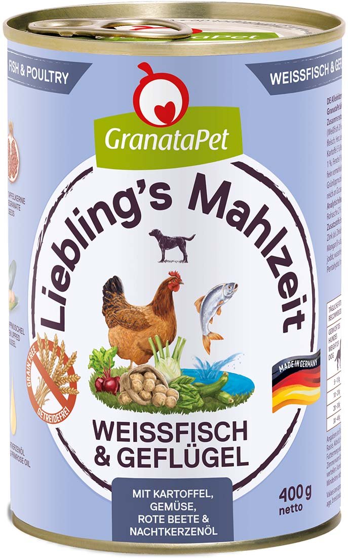GranataPet Liebling’s Mahlzeit Weißfisch und Geflügel 6x400g