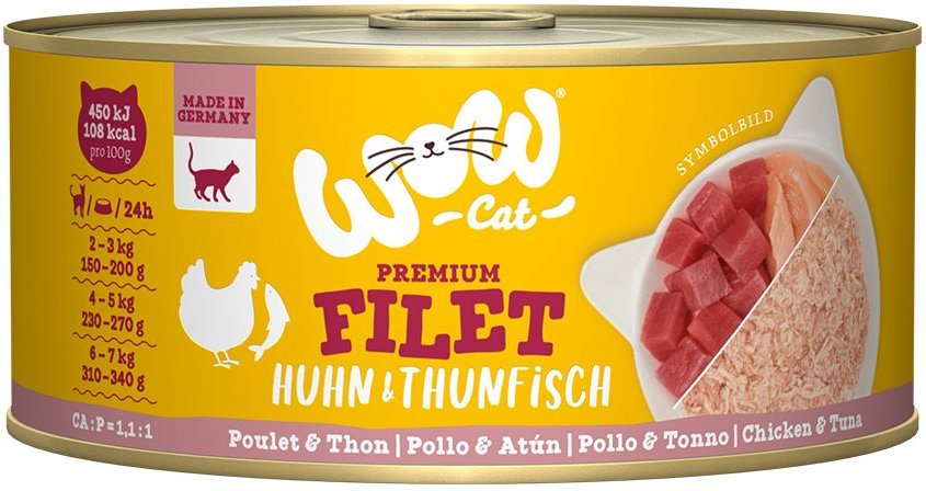 WOW CAT Hühnerfilet mit Thunfischfilet 12x70g