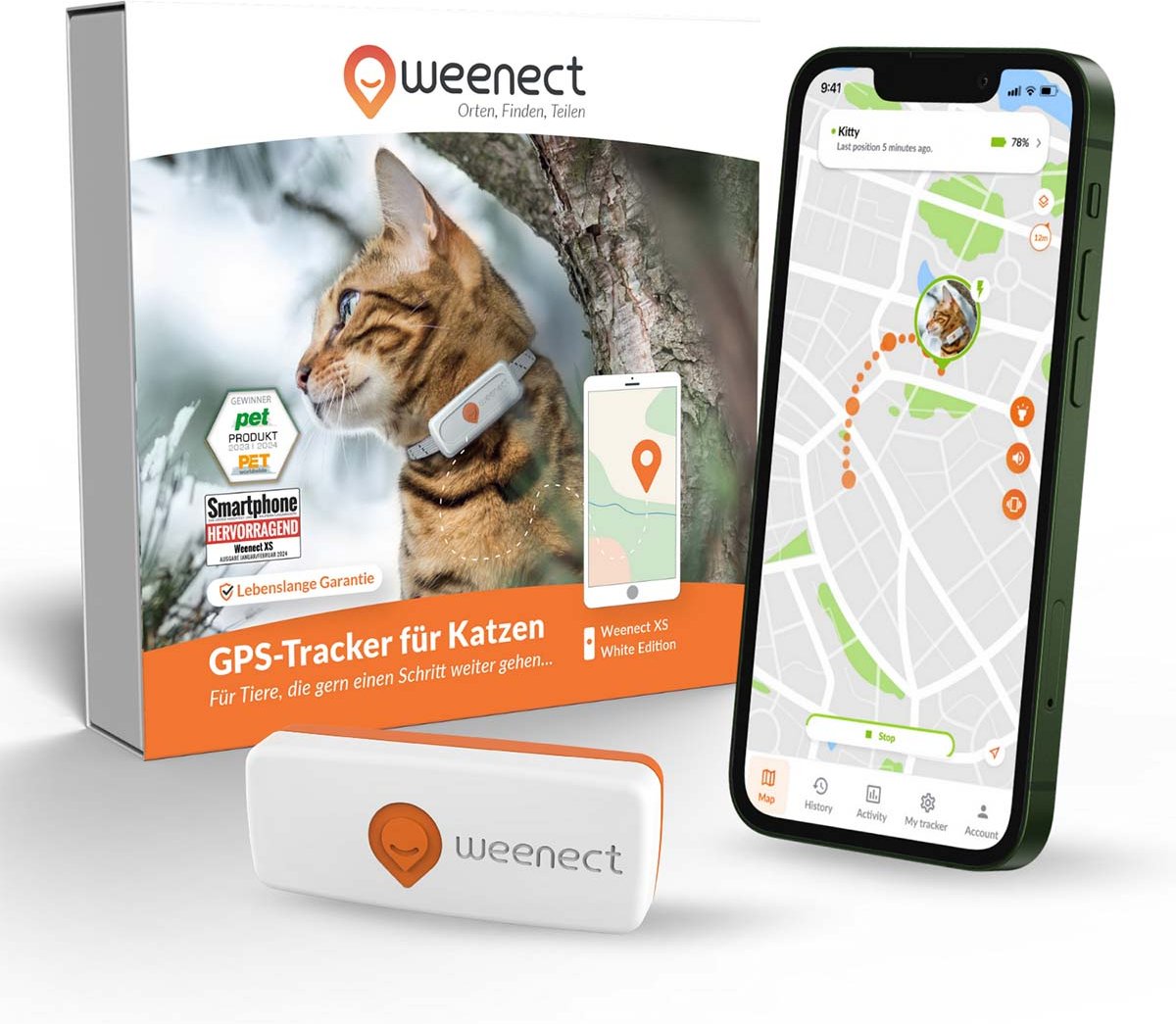 Weenect XS GPS Tracker für Katzen Weiß