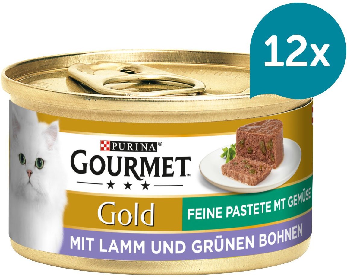 GOURMET Gold Feine Pastete mit Gemüse, Lamm und grüne Bohnen 12x85g