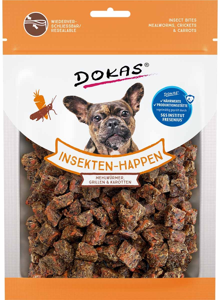 Dokas Insekten-Happen Mehlwürmer, Grillen, Karotte 100g