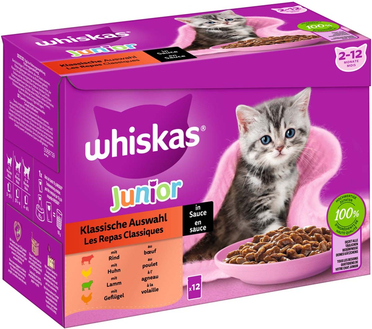 Whiskas Multipack Junior Klassische Auswahl in Sauce 12x85g