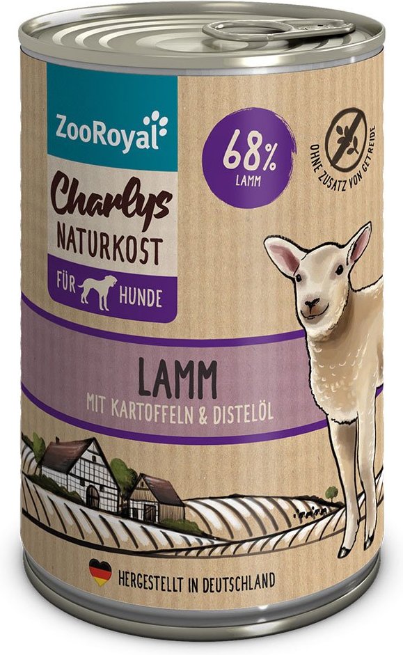 ZooRoyal Charlys Naturkost Lamm mit Kartoffeln & Distelöl 400g