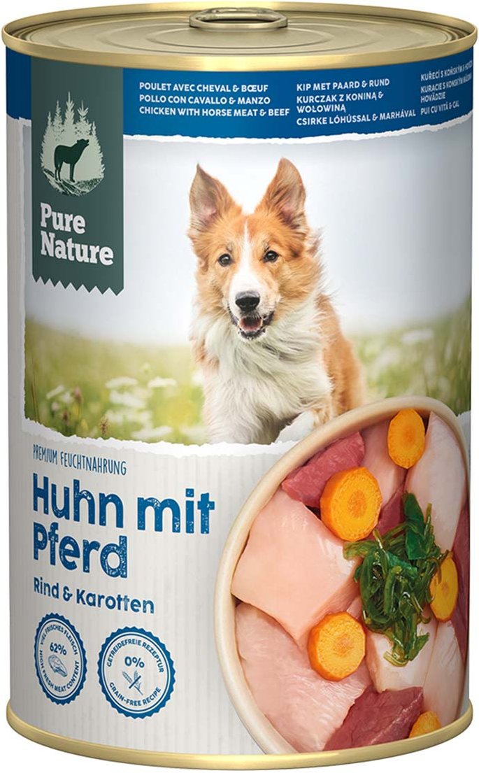 Pure Nature Hund ADULT Huhn mit Pferd & Rind 6x400g
