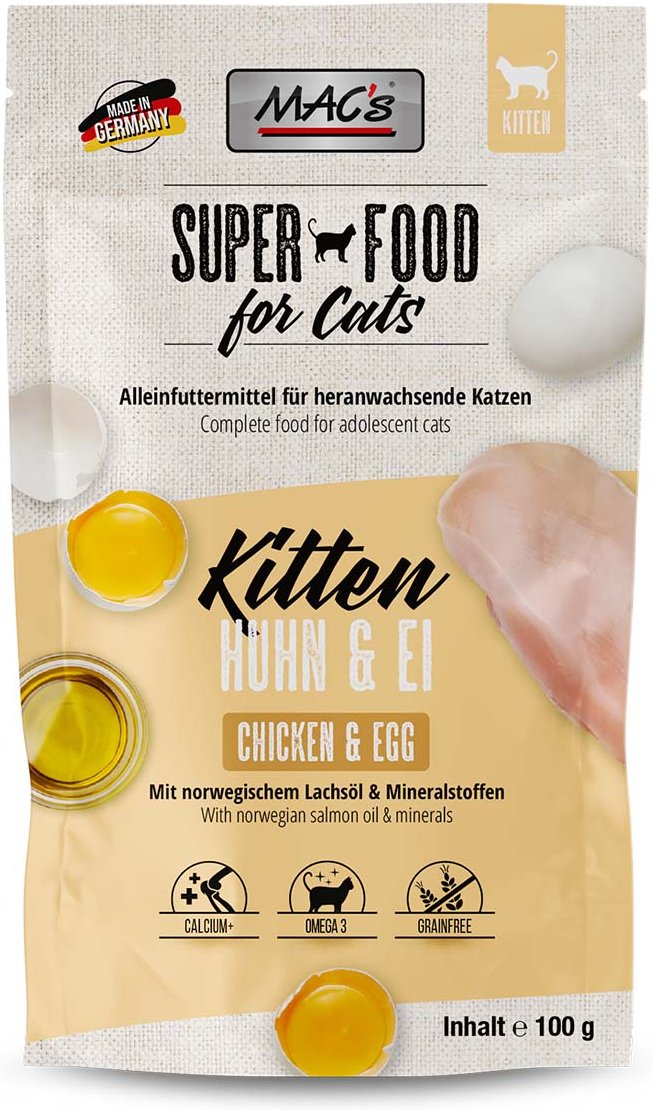 MAC's Cat Pouchpack Kitten Huhn & Ei 12x100g