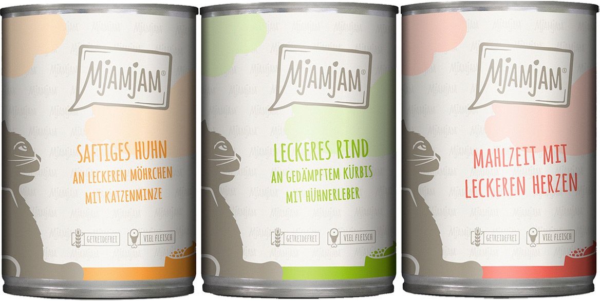 MjAMjAM Mixpaket I Huhn, Rind, Herzen 6x400g