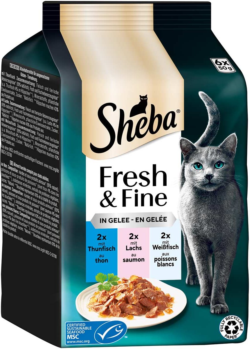 Sheba Fresh & Fine Gelee Thunfisch, Lachs & Weißfisch 6x50 g