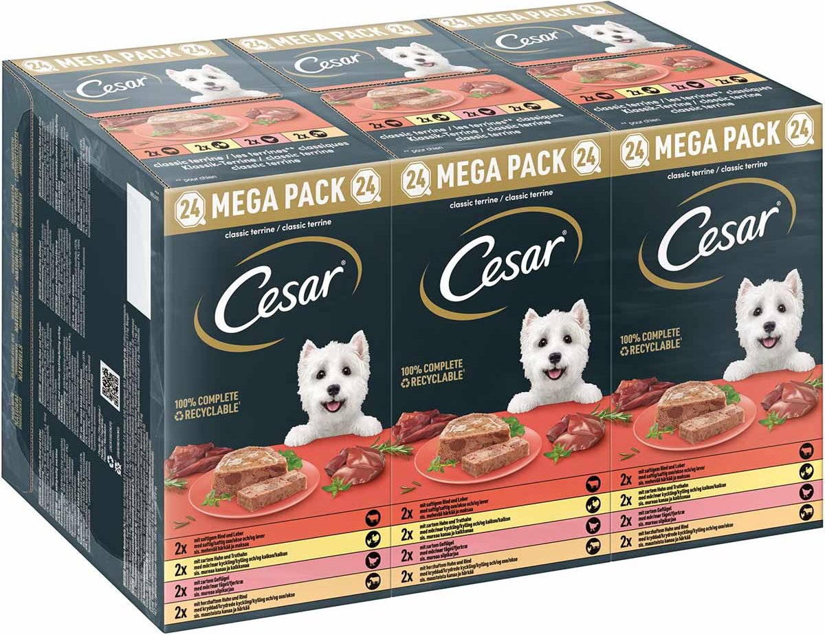 Cesar Klassik-Terrine 4 Varietäten Schale 24x150g