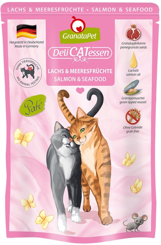 GranataPet Katze - Delicatessen Pouch Lachs & Meeresfrüchte 6x85g