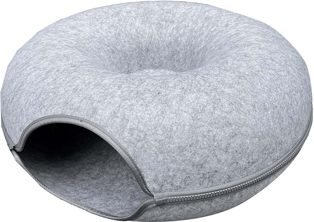Aumüller Donut Katzenhöhle aus Filz, hellgrau