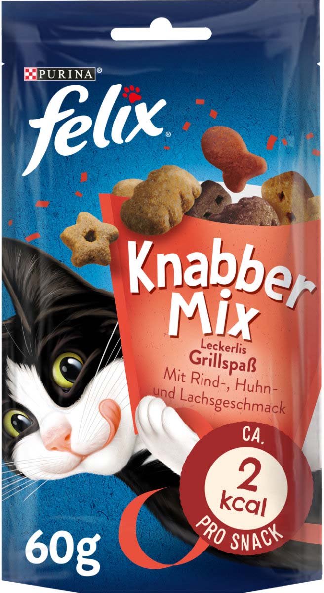 FELIX KnabberMix Grillspaß Katzensnack bunter Mix 8x60g