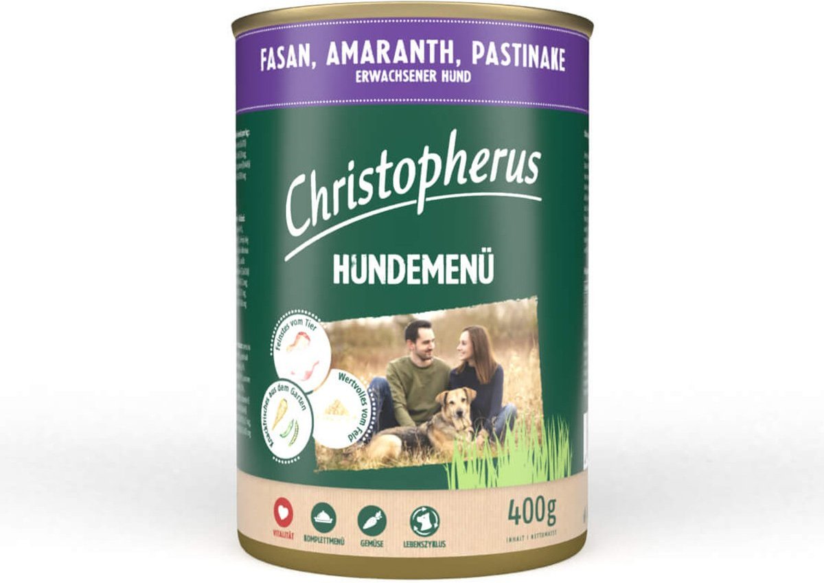 Christopherus Hundemenü mit Fasan, Amaranth und Pastinake 24x400g