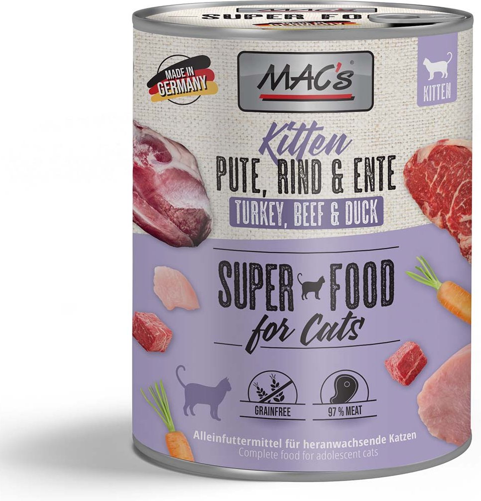 Thumbnail - MAC's Cat Fleischmenü Kitten Pute, Rind und Ente 6x800g