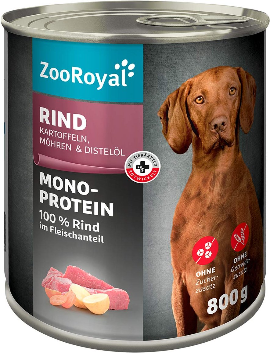 ZooRoyal Mono-Protein Rind, Kartoffeln, Möhren & Distelöl 6x800g