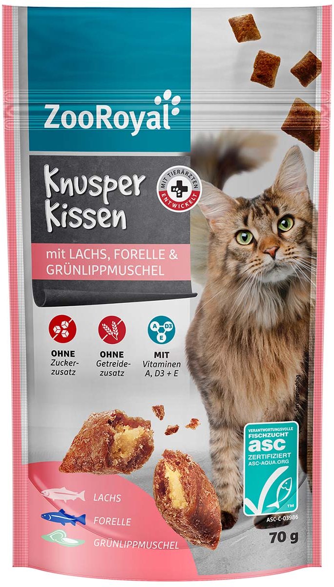 ZooRoyal Knusperkissen Lachs, Forelle & Muschel 70 g