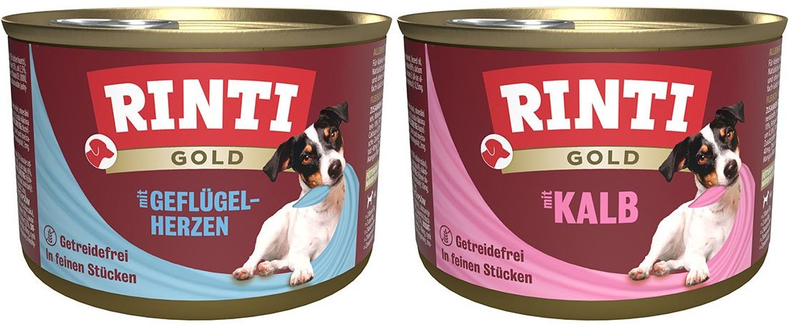 Rinti Gold Mixpaket mit Geflügelherzen & Kalb 24x185g