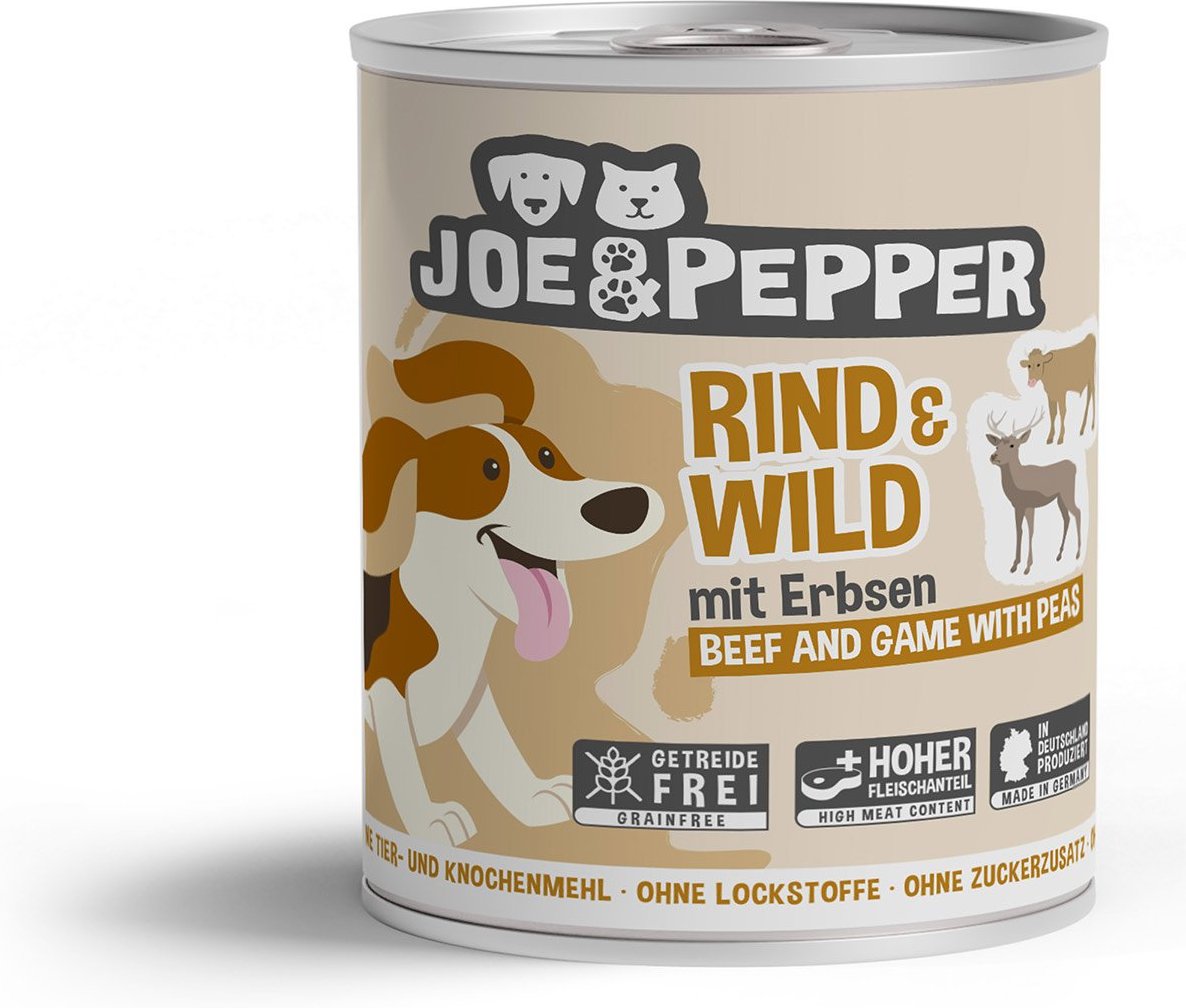 Joe & Pepper Dog Rind & Wild mit Erbsen 6x800g