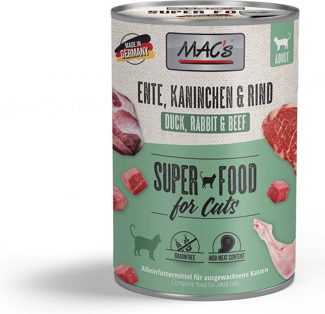 MAC's Cat Fleischmenü Ente Kaninchen und Rind 6x400g
