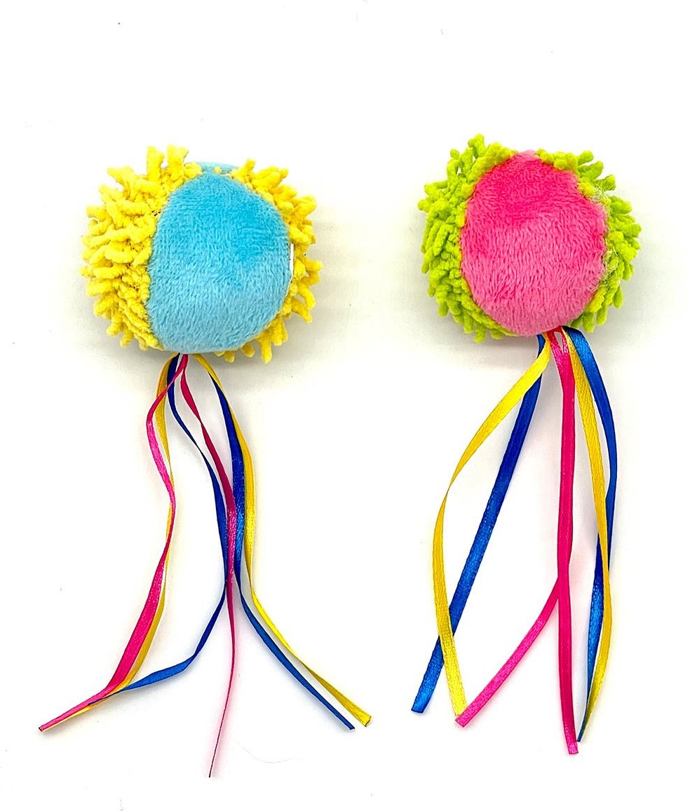 ZooRoyal Bälle mit Katzenminze & Bändern 2er Set