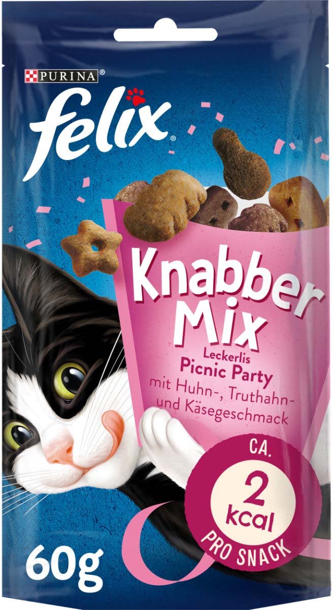 FELIX KnabberMix Picnic Party Katzensnack bunter Mix 8x60g