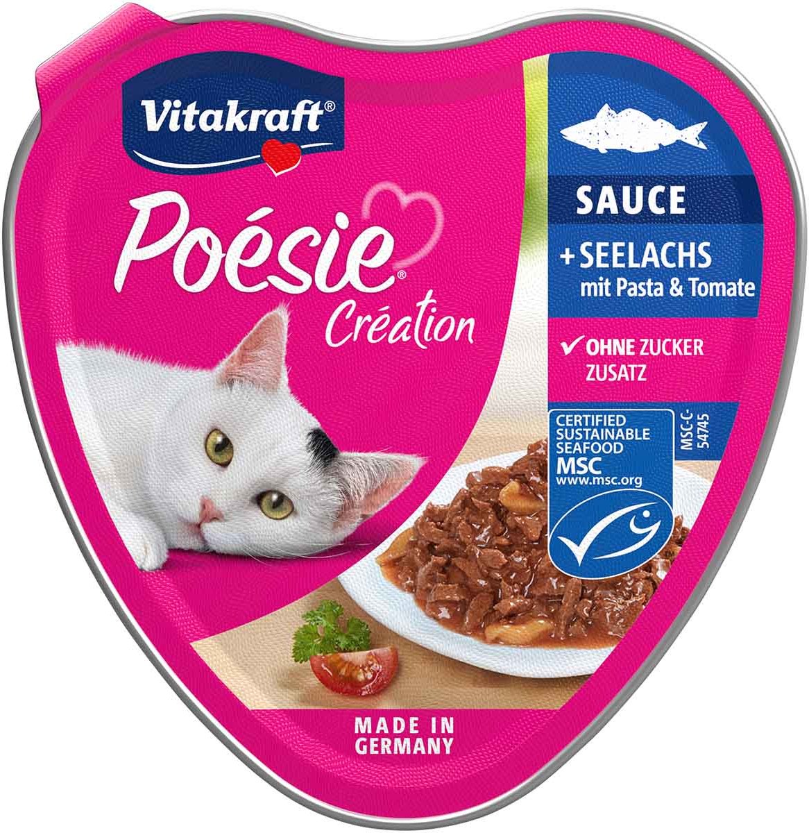 Vitakraft Katzenfutter Poésie Sauce mit Seelachs und Tomate 15x85g