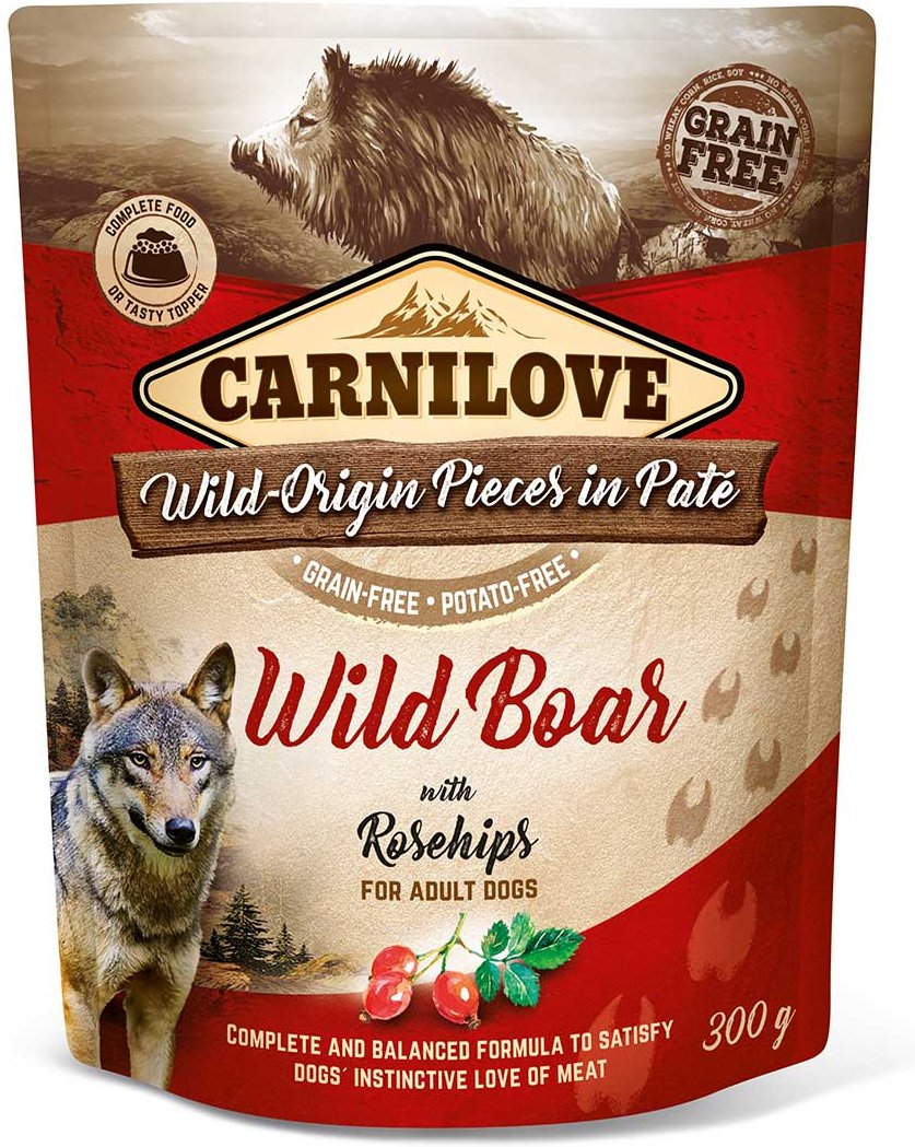 Carnilove Dog Pouch Paté - Wild Boar with Rosehips 12x300g