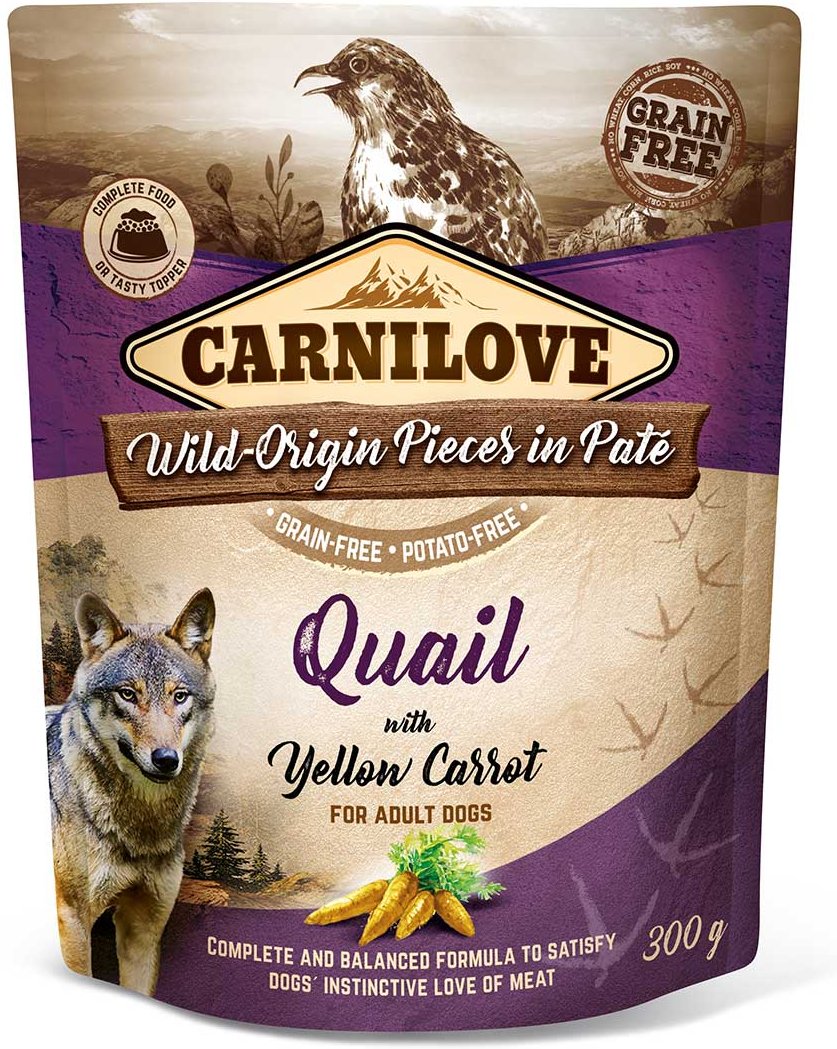 Carnilove Dog Pouch Paté - Quail with Yellow Carrot 12x300g