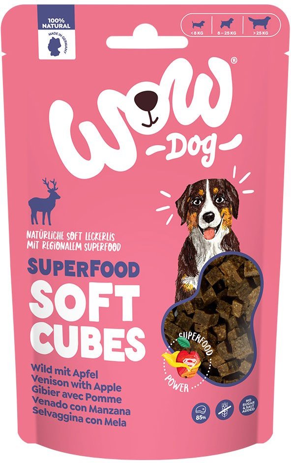 WOW DOG Soft Cubes Wild mit Apfel 150 g