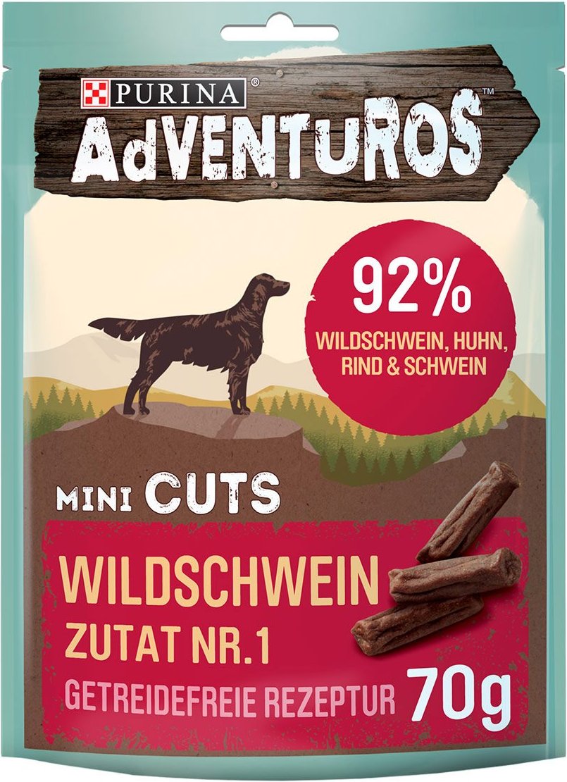 Purina AdVENTuROS Mini Cuts, Hundeleckerli getreidefrei mit Wildschwein 3x70g