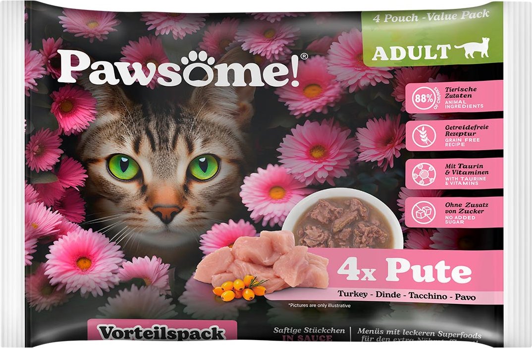 Pawsome Adult Pute Vorteilspack 4x85g