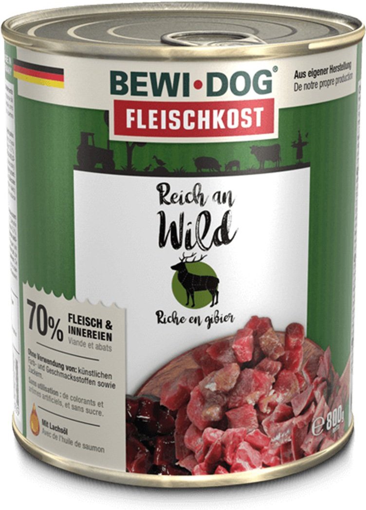 Bewi Dog Hunde-Fleischkost Reich an Wild 6x800g
