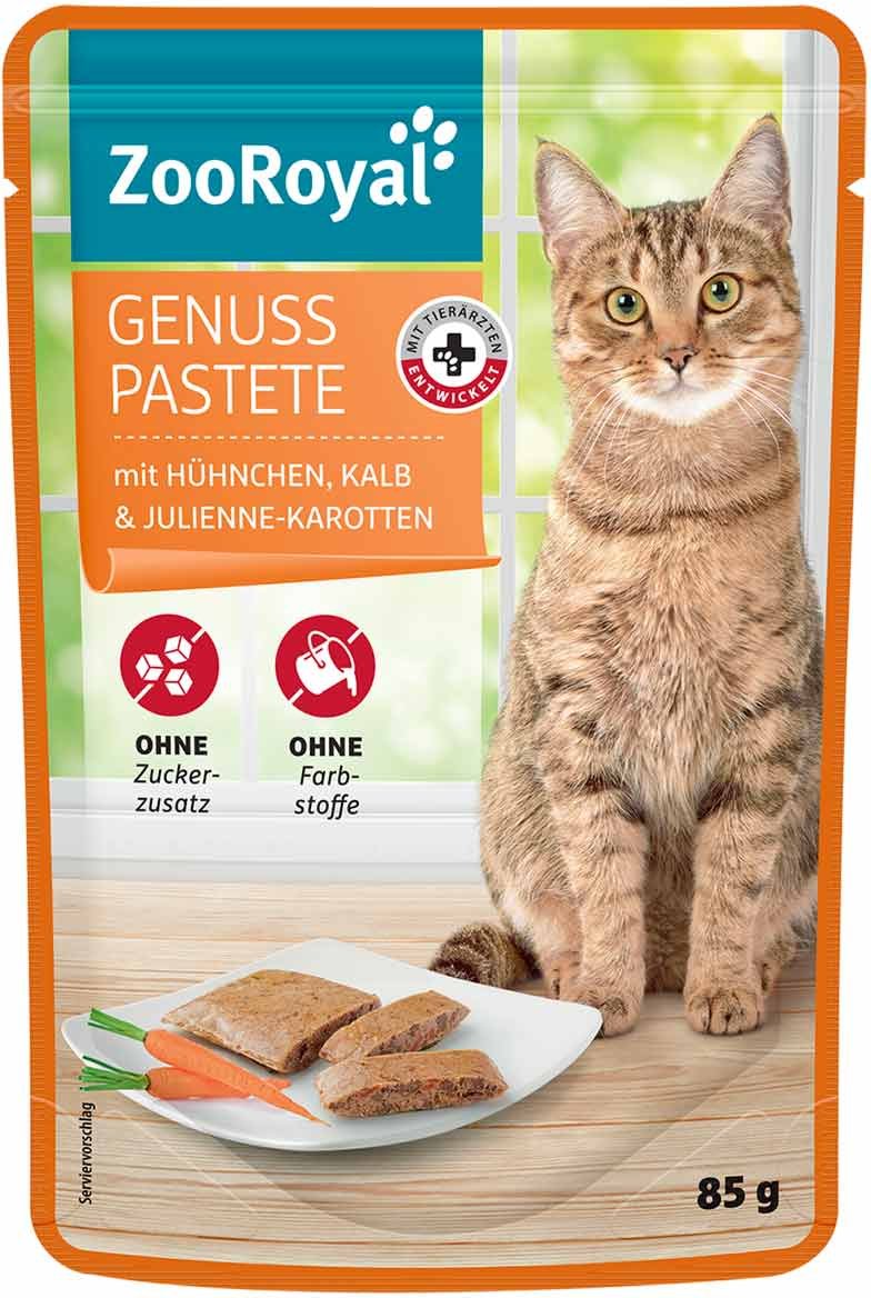 ZooRoyal Genuss Pastete mit Hühnchen, Kalb und Julienne Karotten 24x85g