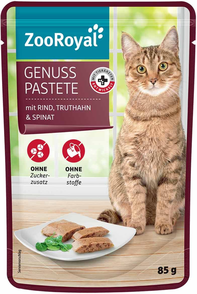 ZooRoyal Genuss Pastete mit Rind, Truthahn und Spinat 24x85g