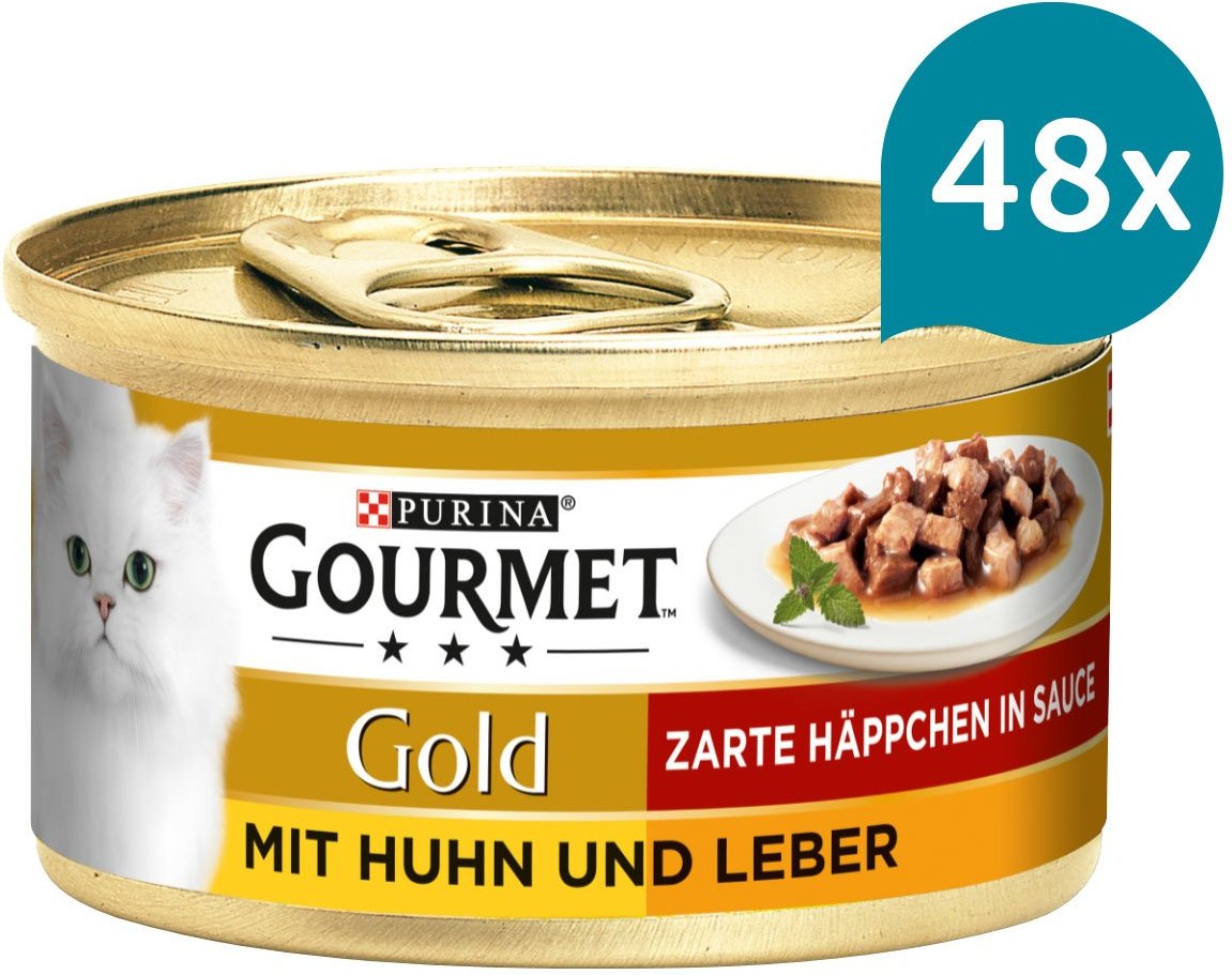GOURMET Gold Zarte Häppchen in Sauce mit Huhn und Leber 48x85g