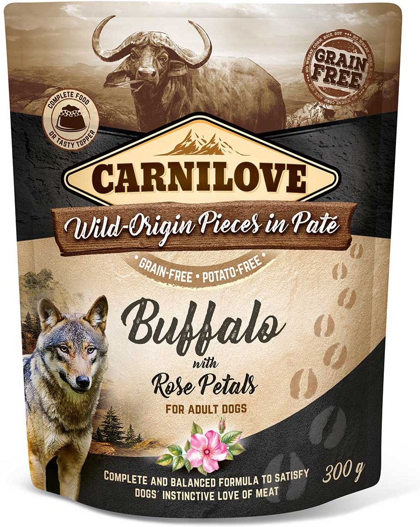 Carnilove Dog Pouch Paté - Buffalo with Rose Petals 12x300g