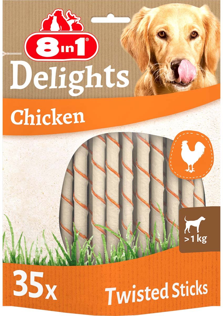 8in1 Hundesnack Delights Chicken Twisted Sticks 35 Stück