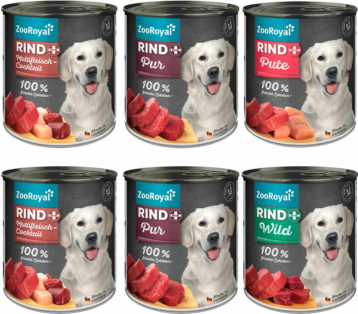 ZooRoyal Rind+ Mixpaket Hund 6x800g