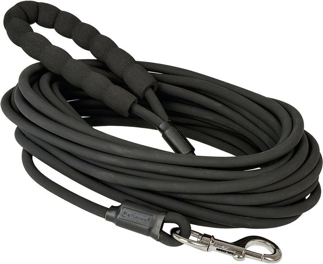 Petlando Trekking Leine rund mit Griff schwarz 10 m