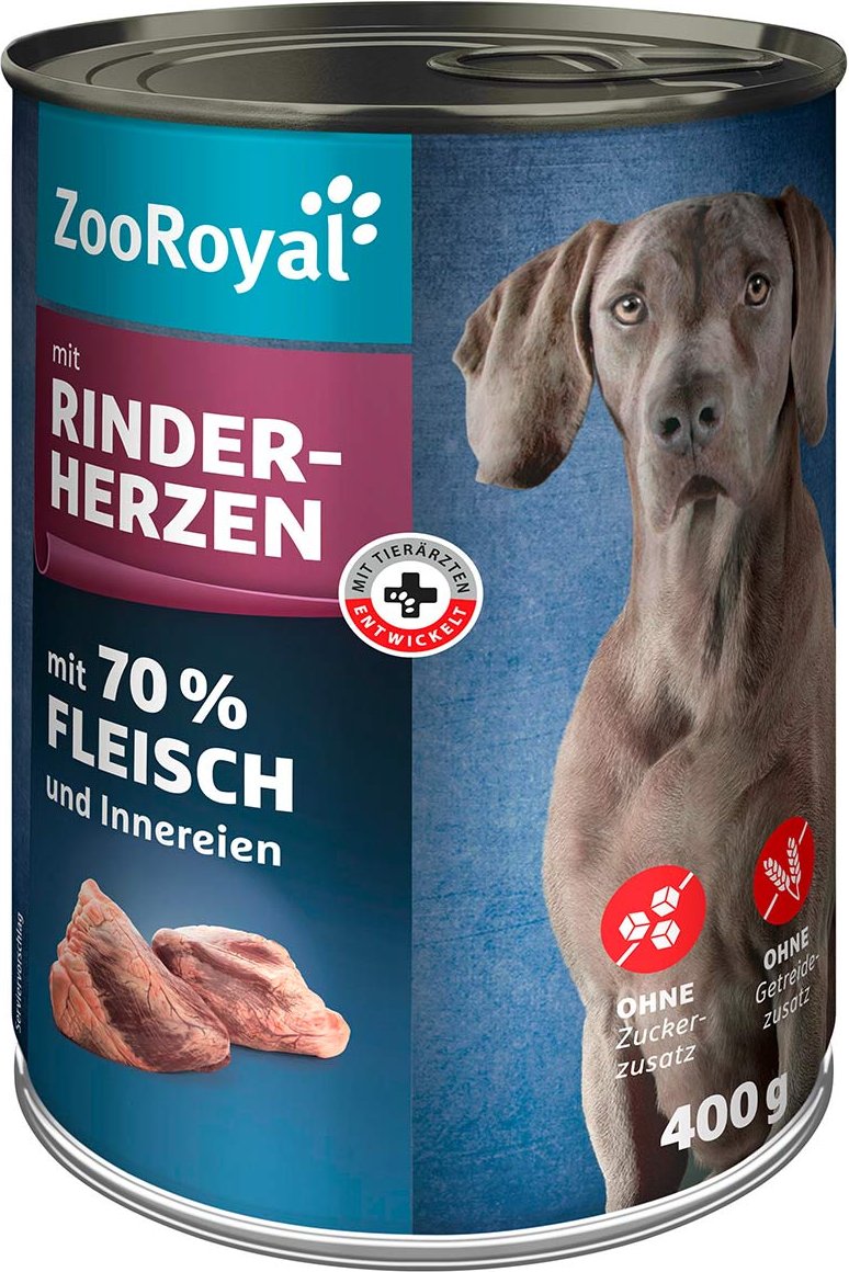 ZooRoyal Hunde-Nassfutter mit Rinderherzen 6x400g