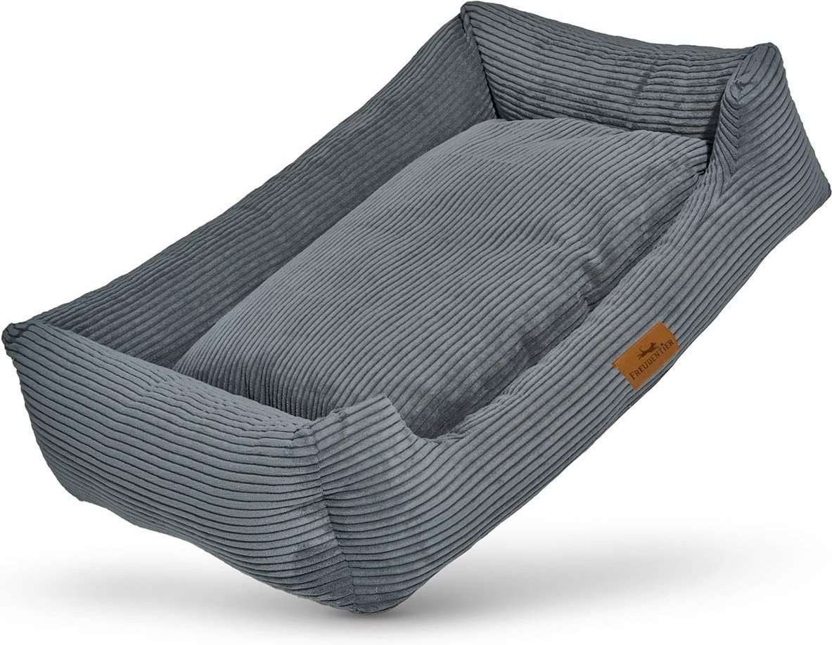 Freudentier orthopädisches Hundebett Cord grau XXL