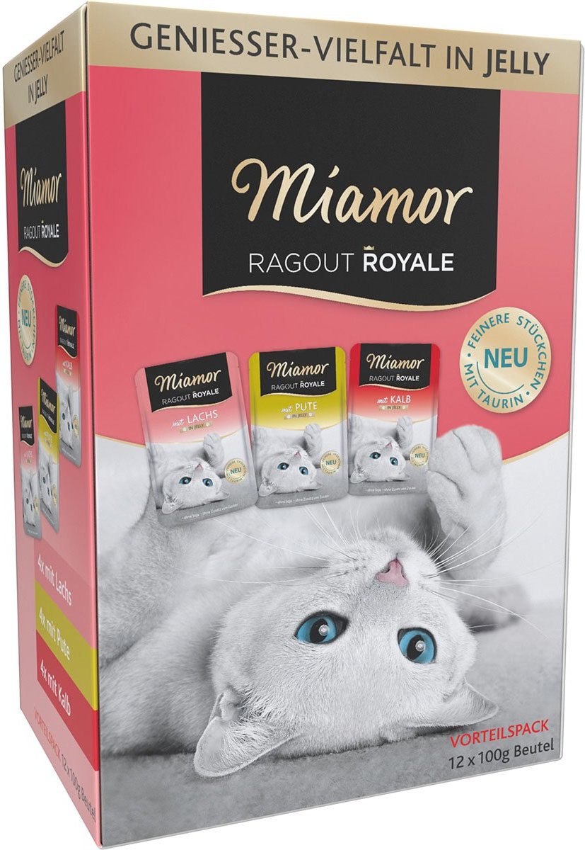 Miamor Ragout Royale Pute, Lachs, Kalb in Jelly Multibox Adult 48x100g