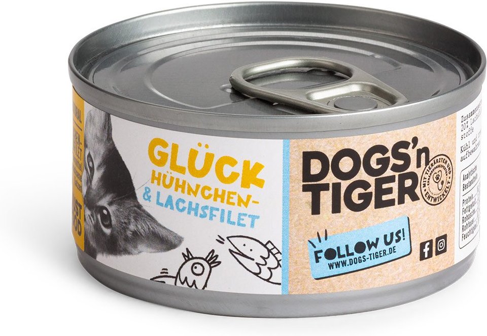 Dogs'n Tiger Glück Nassfutter Hühner- & Lachsfilet 12x70g