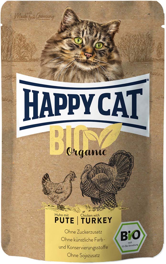 Thumbnail - Happy Cat Bio Pouch Huhn & Pute 24x85 g
