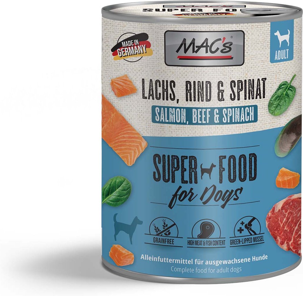 MAC's Dog Lachs, Rind und Spinat 12x800g
